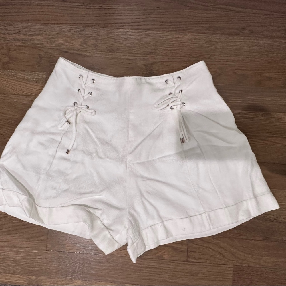 White Lace Up Panel Club Monaco Shorts